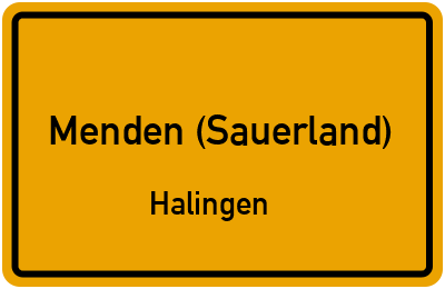 Ortsschild Menden (Sauerland) Halingen