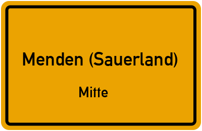 Ortsschild Menden (Sauerland) Mitte