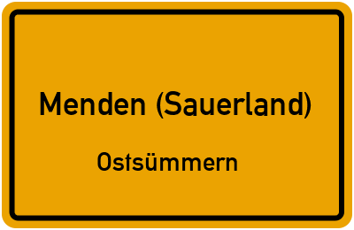 Ortsschild Menden (Sauerland) Ostsümmern