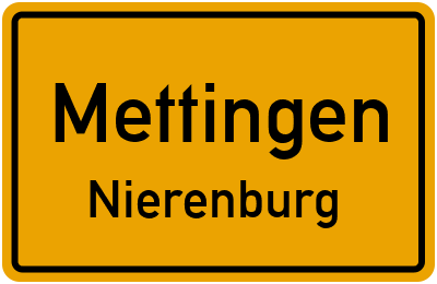 Ortsschild Mettingen Nierenburg