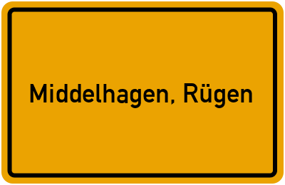 Ortsschild von Gemeinde Middelhagen, Rügen in Mecklenburg-Vorpommern