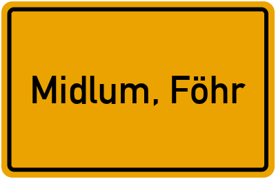 Ortsschild von Gemeinde Midlum, Föhr in Schleswig-Holstein
