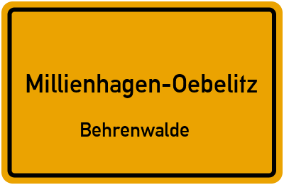 Straßenverzeichnis Millienhagen-Oebelitz Behrenwalde