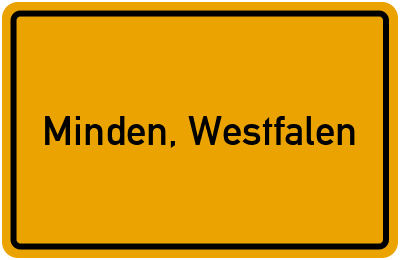 Ortsschild von Stadt Minden, Westfalen in Nordrhein-Westfalen