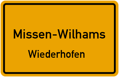 Straßenverzeichnis Missen-Wilhams Wiederhofen