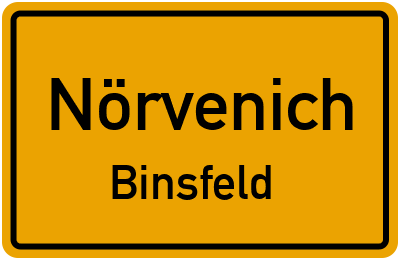 Ortsschild Nörvenich Binsfeld