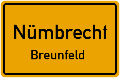 Ortsschild Nümbrecht Breunfeld