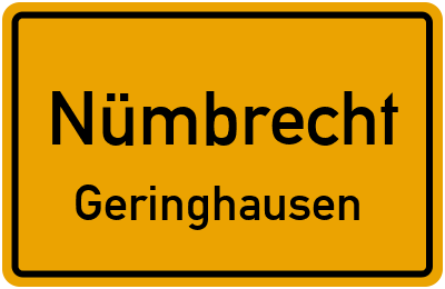 Ortsschild Nümbrecht Geringhausen