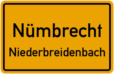 Ortsschild Nümbrecht Niederbreidenbach