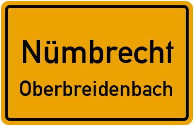 Ortsschild Nümbrecht Oberbreidenbach