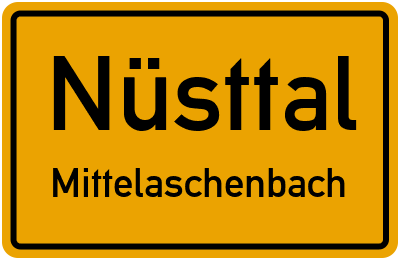 Ortsschild Nüsttal Mittelaschenbach