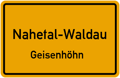 Straßenverzeichnis Nahetal-Waldau Geisenhöhn