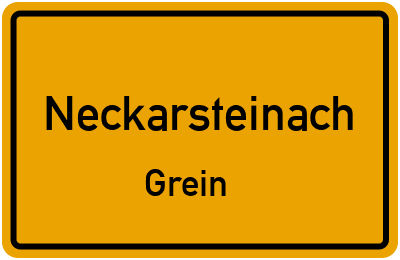Ortsschild Neckarsteinach Grein