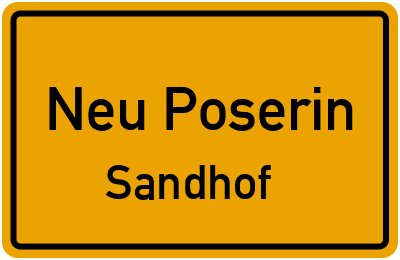 Straßenverzeichnis Neu Poserin Sandhof