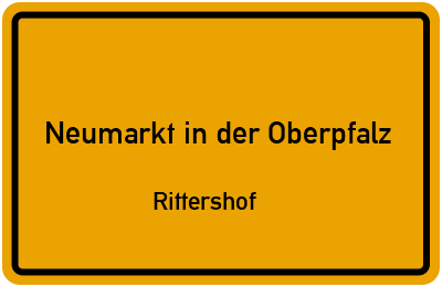 Straßenverzeichnis Neumarkt in der Oberpfalz Rittershof