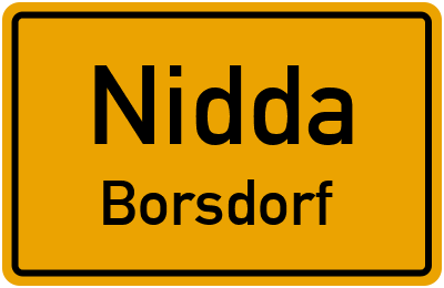 Ortsschild Nidda Borsdorf