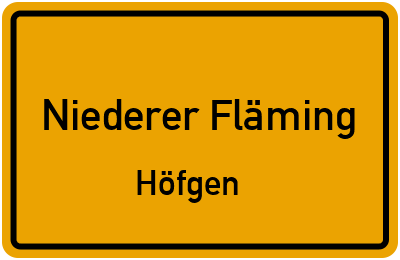 Straßenverzeichnis Niederer Fläming Höfgen