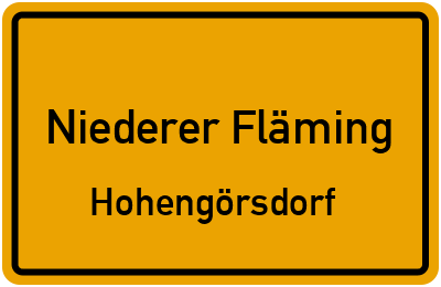 Straßenverzeichnis Niederer Fläming Hohengörsdorf