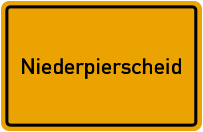 Ortsschild von Gemeinde Niederpierscheid in Rheinland-Pfalz