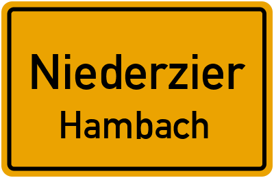 Ortsschild Niederzier Hambach