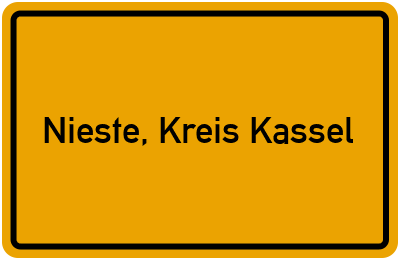 Ortsschild von Gemeinde Nieste, Kreis Kassel in Hessen