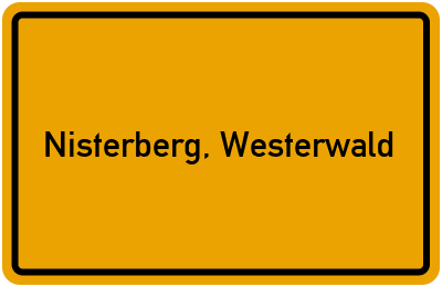 Ortsschild von Gemeinde Nisterberg, Westerwald in Rheinland-Pfalz