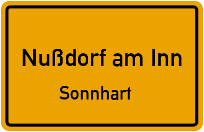 Ortsschild Nußdorf am Inn Sonnhart