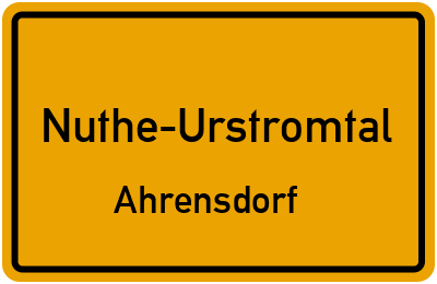 Ortsschild Nuthe-Urstromtal Ahrensdorf