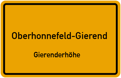 Straßenverzeichnis Oberhonnefeld-Gierend Gierenderhöhe