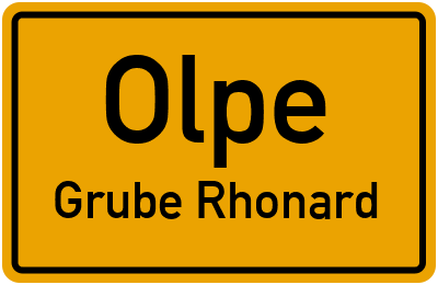 Straßenverzeichnis Olpe Grube Rhonard