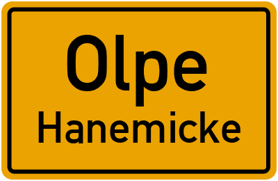 Ortsschild Olpe Hanemicke