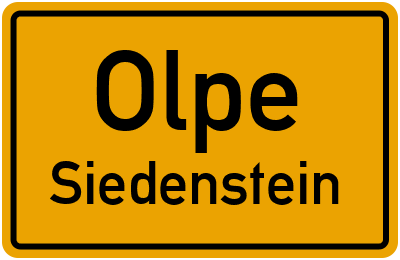 Ortsschild Olpe Siedenstein
