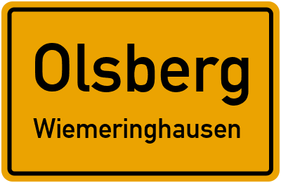 Ortsschild Olsberg Wiemeringhausen