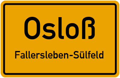 Straßenverzeichnis Osloß Fallersleben-Sülfeld