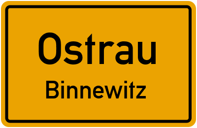 Ortsschild Ostrau Binnewitz