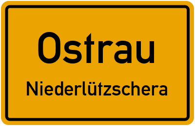 Ortsschild Ostrau Niederlützschera