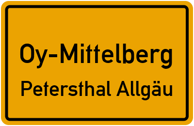 Straßenverzeichnis Oy-Mittelberg Petersthal Allgäu