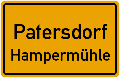 Ortsschild Patersdorf Hampermühle