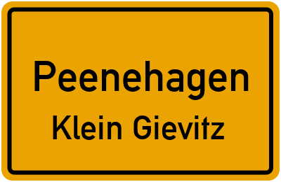 Straßenverzeichnis Peenehagen Klein Gievitz