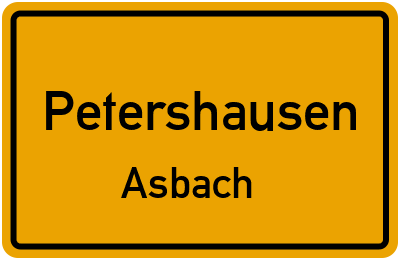 Ortsschild Petershausen Asbach