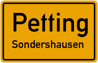 Ortsschild Petting Sondershausen