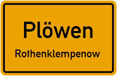 Straßenverzeichnis Plöwen Rothenklempenow