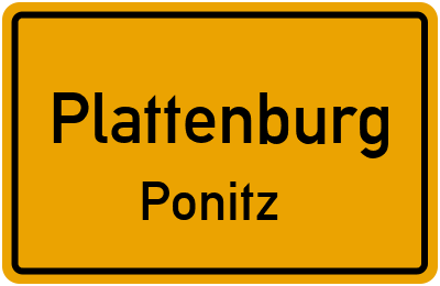 Ortsschild Plattenburg Ponitz