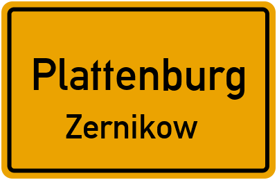 Ortsschild Plattenburg Zernikow