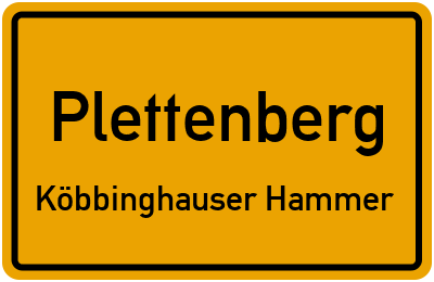 Straßenverzeichnis Plettenberg Köbbinghauser Hammer