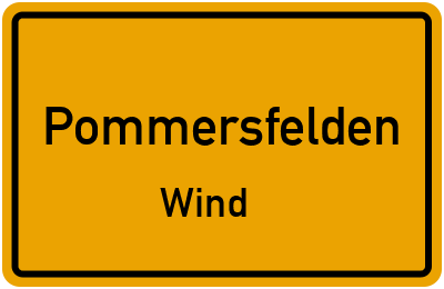 Ortsschild Pommersfelden Wind