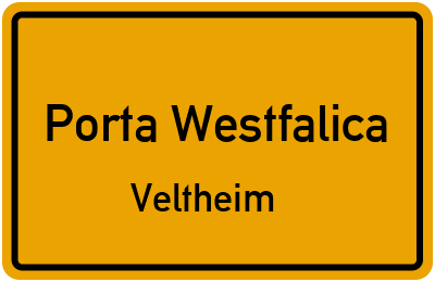 Ortsschild Porta Westfalica Veltheim