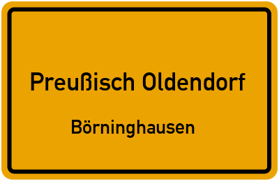 Ortsschild Preußisch Oldendorf Börninghausen