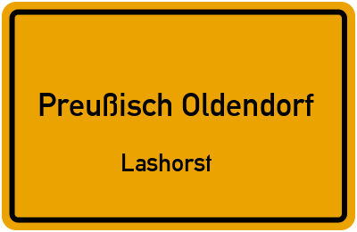 Ortsschild Preußisch Oldendorf Lashorst