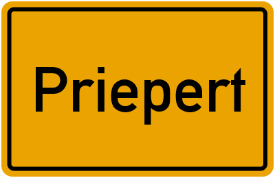 Ortsschild von Priepert in Mecklenburg-Vorpommern